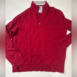 Polo Ralph Lauren Mens  1/4 Zip Long Sleeve Soft Cotton Blend Sweatshirt M Red